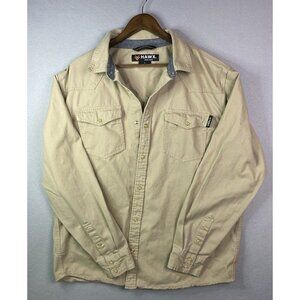 Hawx Shirt Mens Large‎ Beige Pearl Snap Chore Workwear Utility Work Western